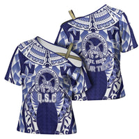 Personalised Tonga Queen Salote College Cross Shoulder Shirt Centenary Navy Version