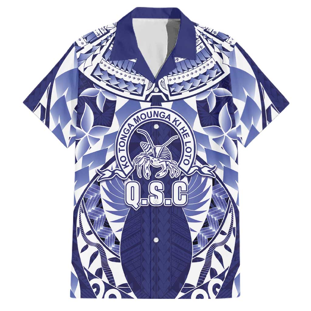 Personalised Tonga Queen Salote College Family Matching Off The Shoulder Long Sleeve Dress and Hawaiian Shirt Centenary Navy Version