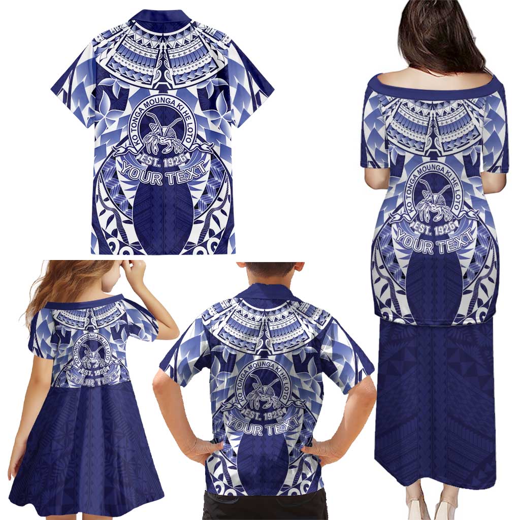 Personalised Tonga Queen Salote College Family Matching Puletasi and Hawaiian Shirt Centenary Navy Version LT05 - Polynesian Pride