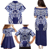 Personalised Tonga Queen Salote College Family Matching Puletasi and Hawaiian Shirt Centenary Navy Version LT05 - Polynesian Pride