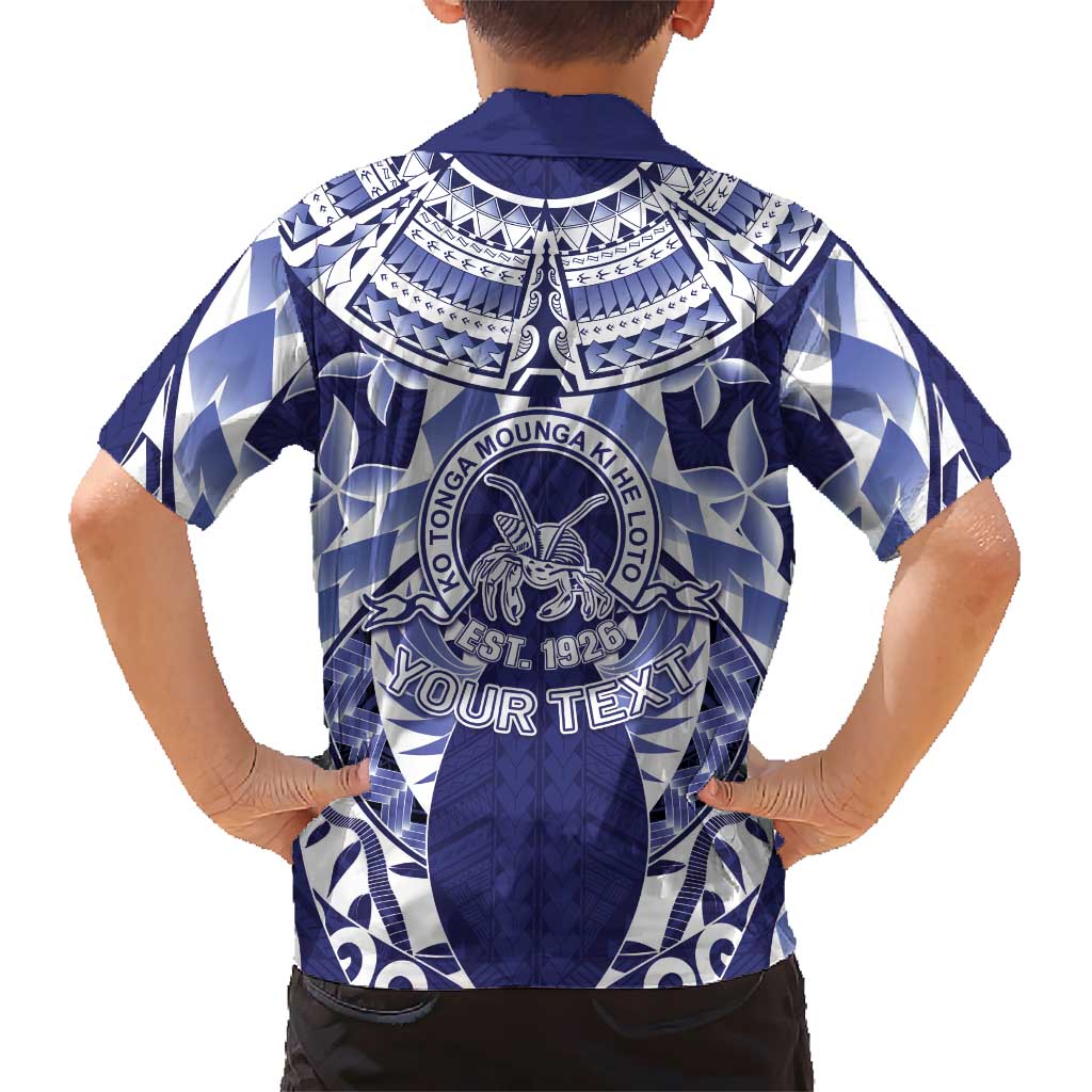 Personalised Tonga Queen Salote College Family Matching Short Sleeve Bodycon Dress and Hawaiian Shirt Centenary Navy Version
