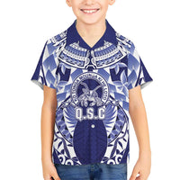 Personalised Tonga Queen Salote College Family Matching Short Sleeve Bodycon Dress and Hawaiian Shirt Centenary Navy Version