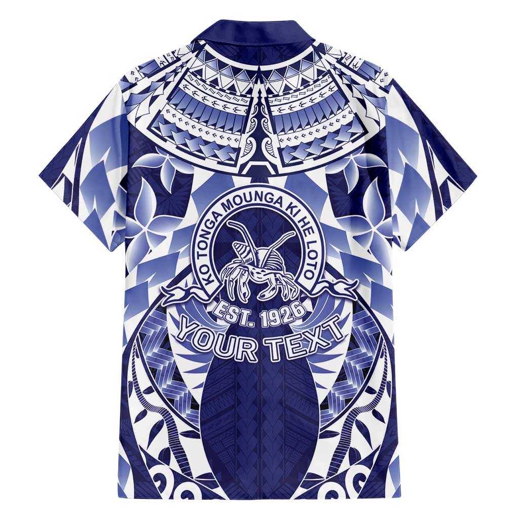 Personalised Tonga Queen Salote College Hawaiian Shirt Centenary Navy Version