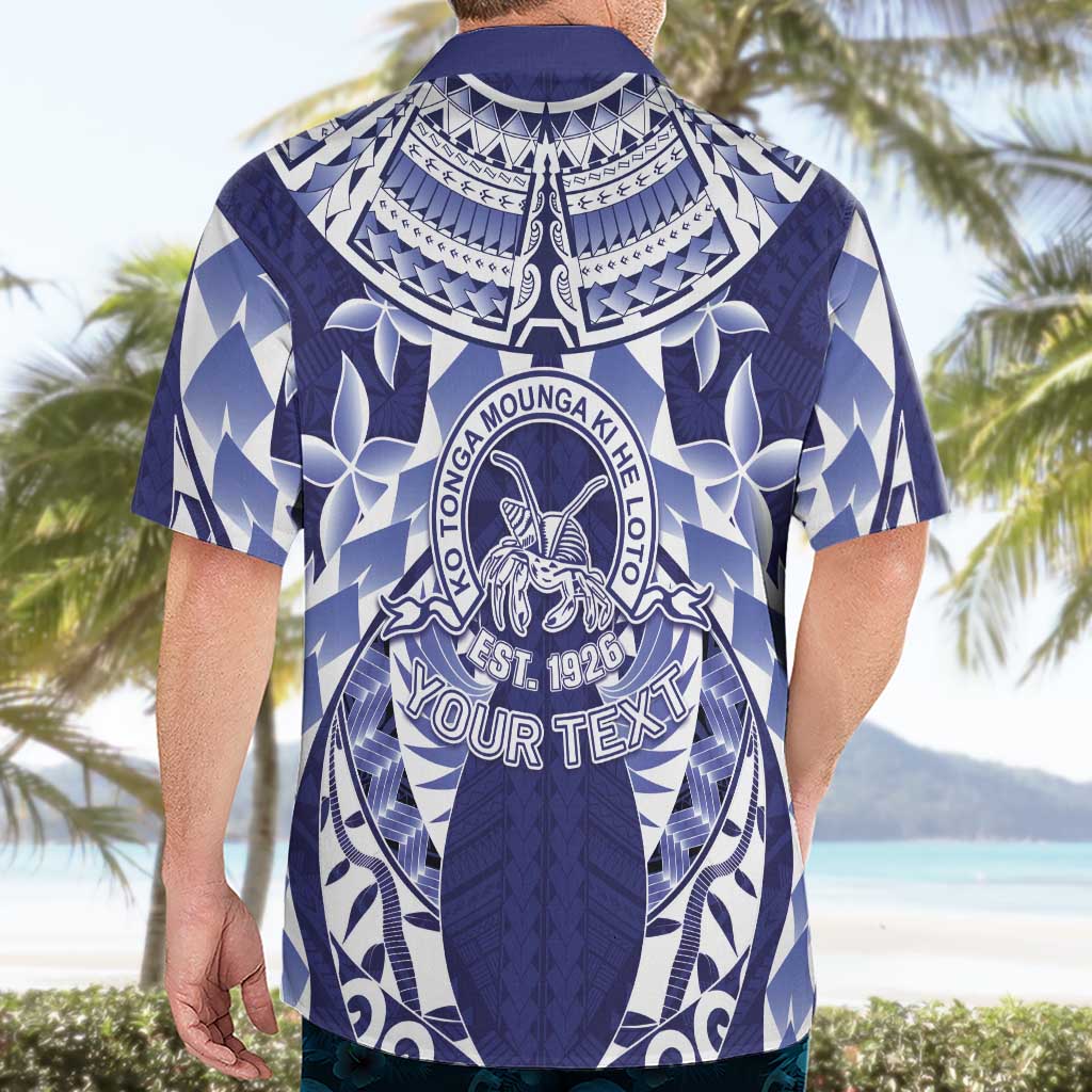 Personalised Tonga Queen Salote College Hawaiian Shirt Centenary Navy Version