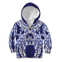 Personalised Tonga Queen Salote College Kid Hoodie Centenary Navy Version LT05 Zip Hoodie Navy - Polynesian Pride