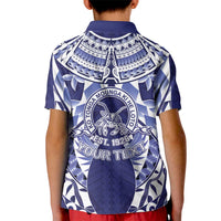 Personalised Tonga Queen Salote College Kid Polo Shirt Centenary Navy Version LT05 - Polynesian Pride