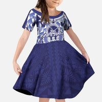 Personalised Tonga Queen Salote College Kid Short Sleeve Dress Centenary Navy Version LT05 KID Navy - Polynesian Pride