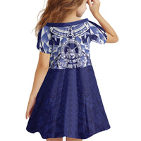 Personalised Tonga Queen Salote College Kid Short Sleeve Dress Centenary Navy Version LT05 - Polynesian Pride