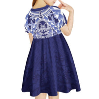 Personalised Tonga Queen Salote College Kid Short Sleeve Dress Centenary Navy Version LT05 - Polynesian Pride