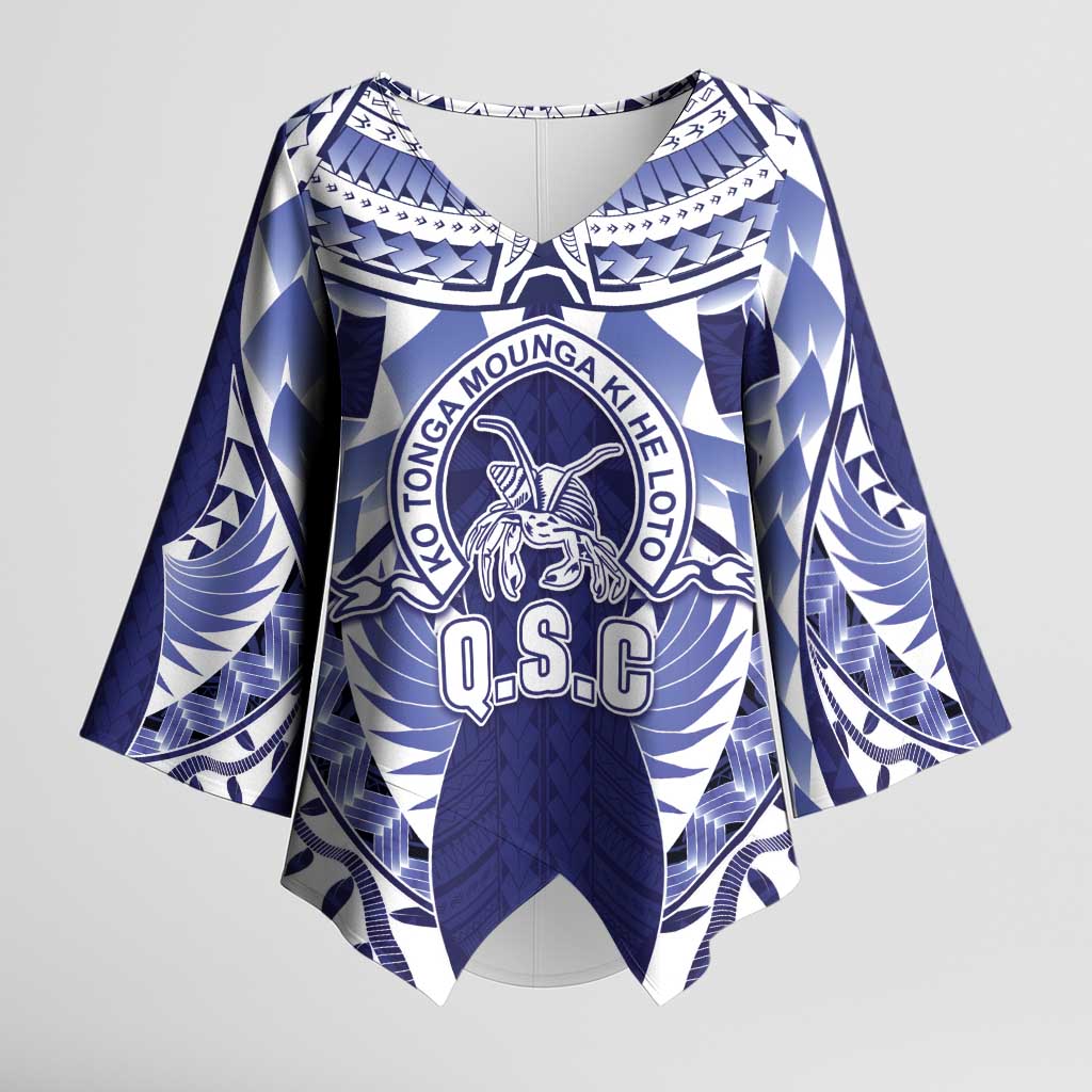Personalised Tonga Queen Salote College Kimono Sleeve Blouse Centenary Navy Version LT05 Female Navy - Polynesian Pride