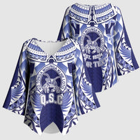 Personalised Tonga Queen Salote College Kimono Sleeve Blouse Centenary Navy Version LT05 - Polynesian Pride