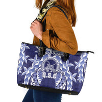 Tonga Queen Salote College Leather Tote Bag Centenary Navy Version LT05 Navy - Polynesian Pride