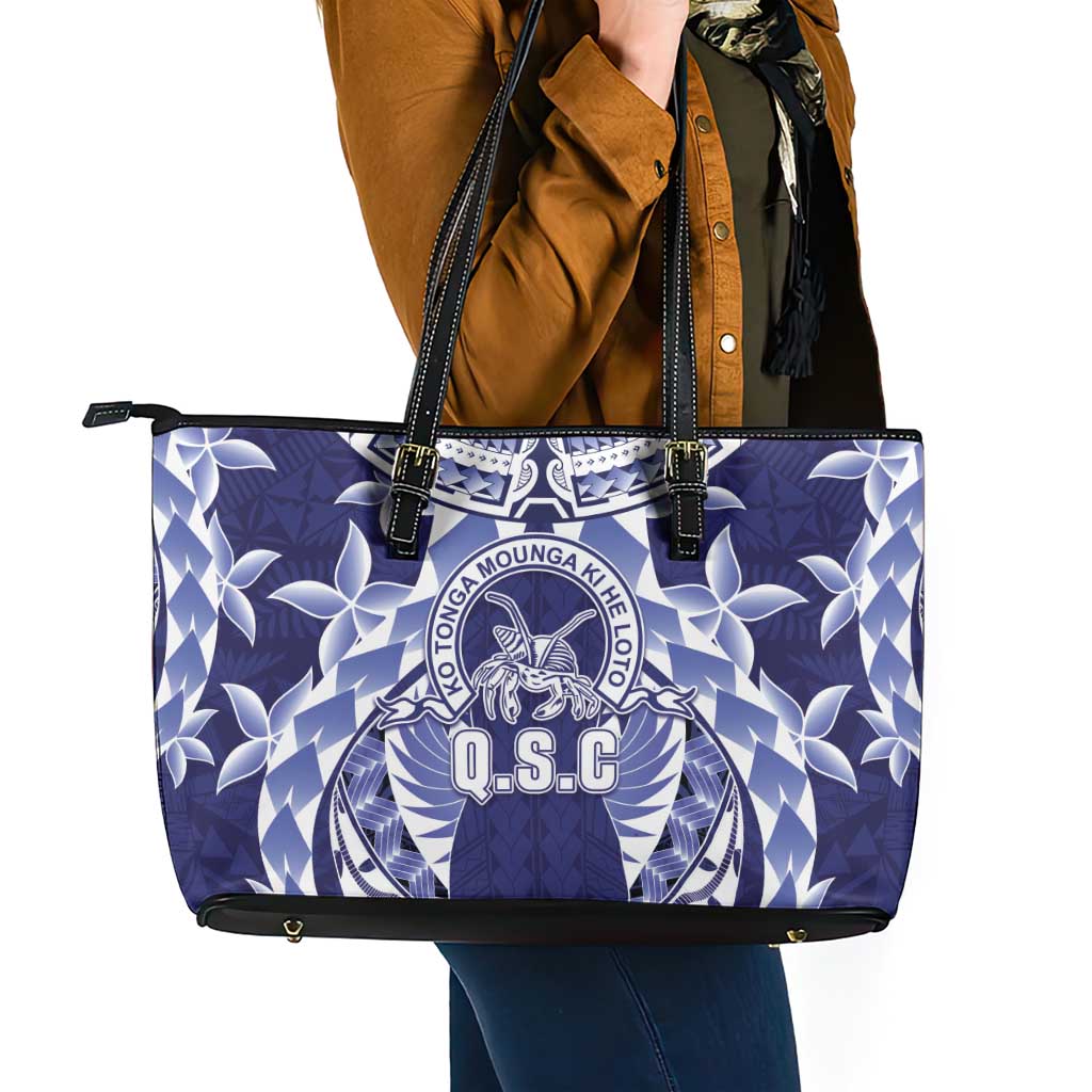 Tonga Queen Salote College Leather Tote Bag Centenary Navy Version LT05 - Polynesian Pride