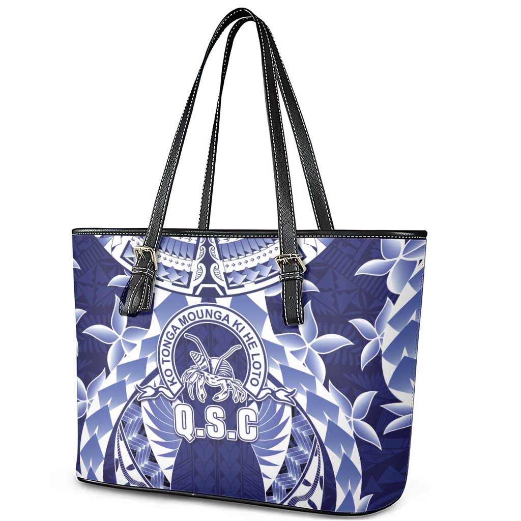 Tonga Queen Salote College Leather Tote Bag Centenary Navy Version LT05 - Polynesian Pride
