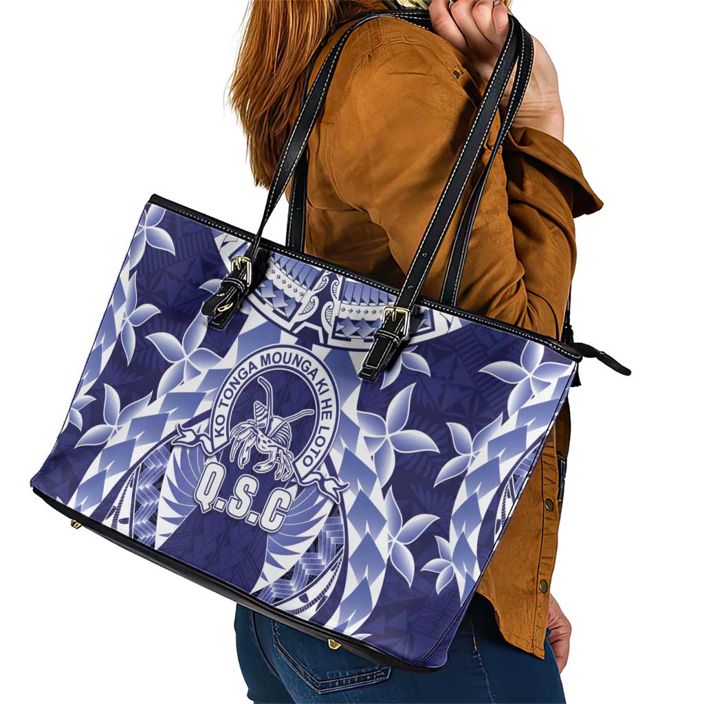 Tonga Queen Salote College Leather Tote Bag Centenary Navy Version LT05 - Polynesian Pride