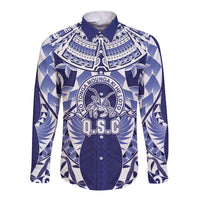 Personalised Tonga Queen Salote College Long Sleeve Button Shirt Centenary Navy Version LT05 Unisex Navy - Polynesian Pride