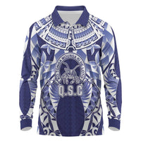 Personalised Tonga Queen Salote College Long Sleeve Polo Shirt Centenary Navy Version