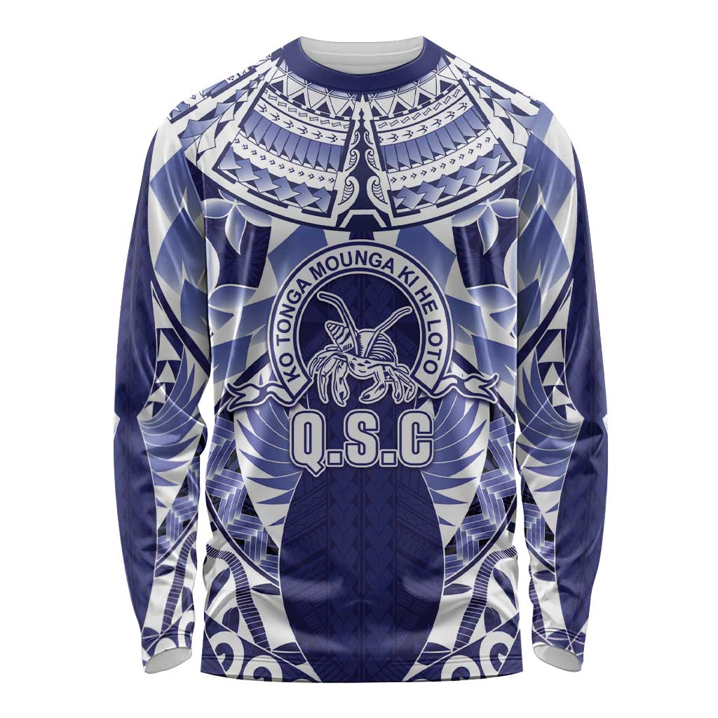 Personalised Tonga Queen Salote College Long Sleeve Shirt Centenary Navy Version LT05 Unisex Navy - Polynesian Pride