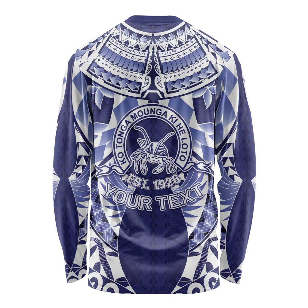 Personalised Tonga Queen Salote College Long Sleeve Shirt Centenary Navy Version LT05 - Polynesian Pride