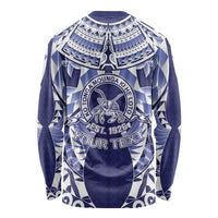Personalised Tonga Queen Salote College Long Sleeve Shirt Centenary Navy Version LT05 - Polynesian Pride