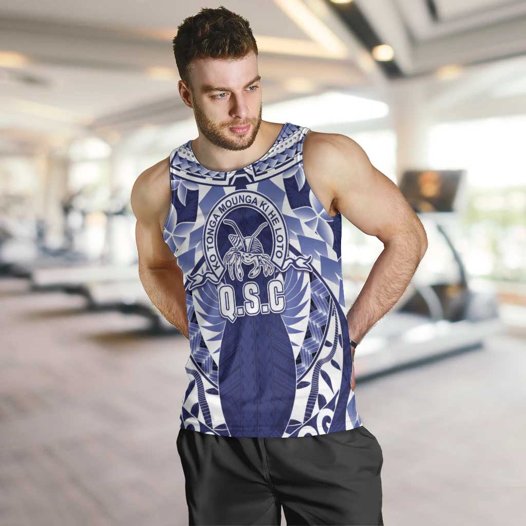 Personalised Tonga Queen Salote College Men Tank Top Centenary Navy Version LT05 Navy - Polynesian Pride