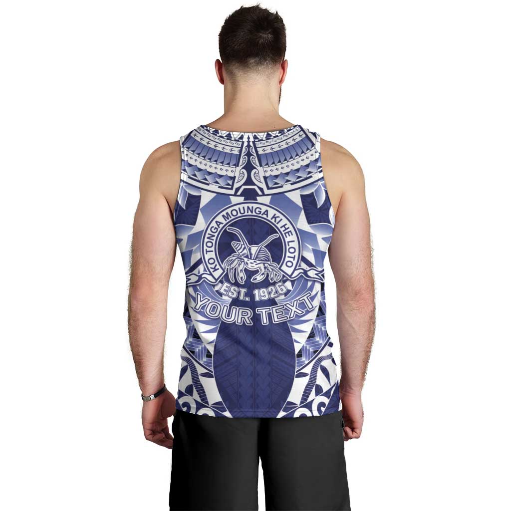 Personalised Tonga Queen Salote College Men Tank Top Centenary Navy Version LT05 - Polynesian Pride