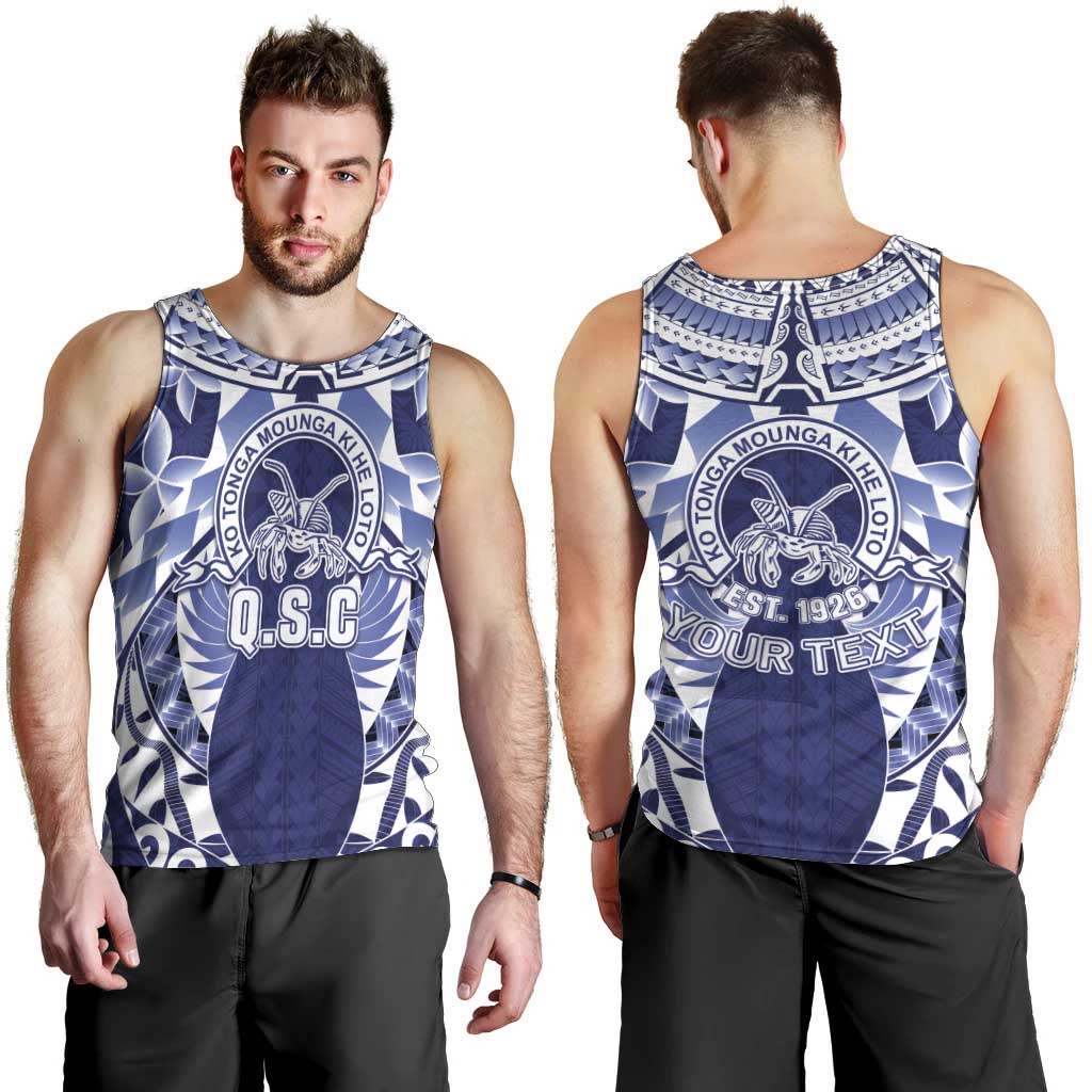 Personalised Tonga Queen Salote College Men Tank Top Centenary Navy Version LT05 - Polynesian Pride