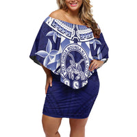 Personalised Tonga Queen Salote College Off Shoulder Short Dress Centenary Navy Version