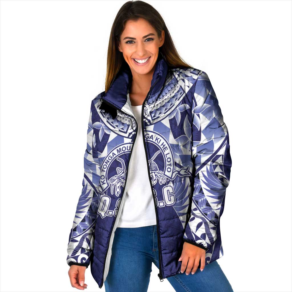 Personalised Tonga Queen Salote College Padded Jacket Centenary Navy Version LT05 Women Navy - Polynesian Pride