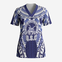 Personalised Tonga Queen Salote College Scrub Top Centenary Navy Version LT05 Adult Navy - Polynesian Pride