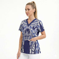 Personalised Tonga Queen Salote College Scrub Top Centenary Navy Version LT05 - Polynesian Pride