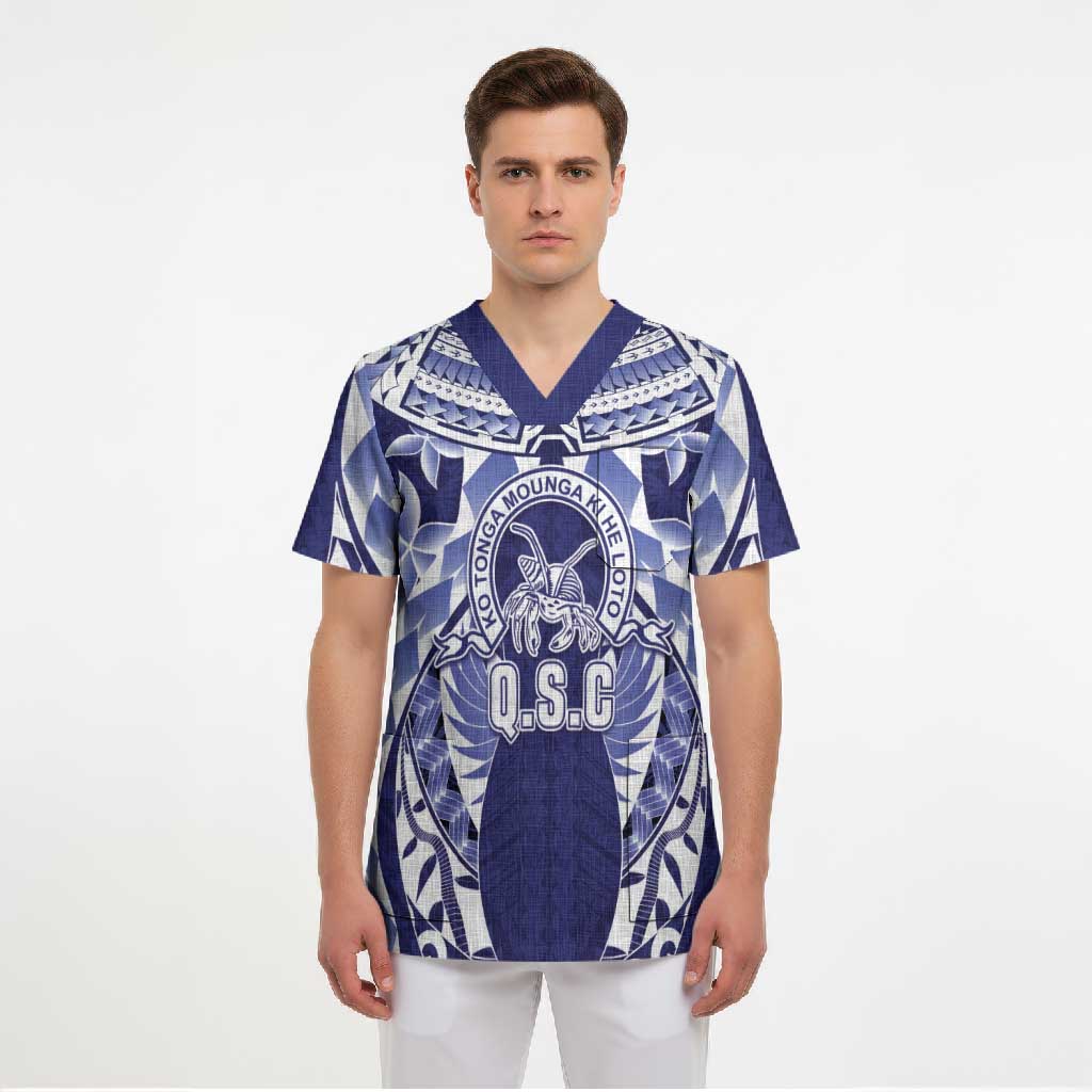 Personalised Tonga Queen Salote College Scrub Top Centenary Navy Version LT05 - Polynesian Pride