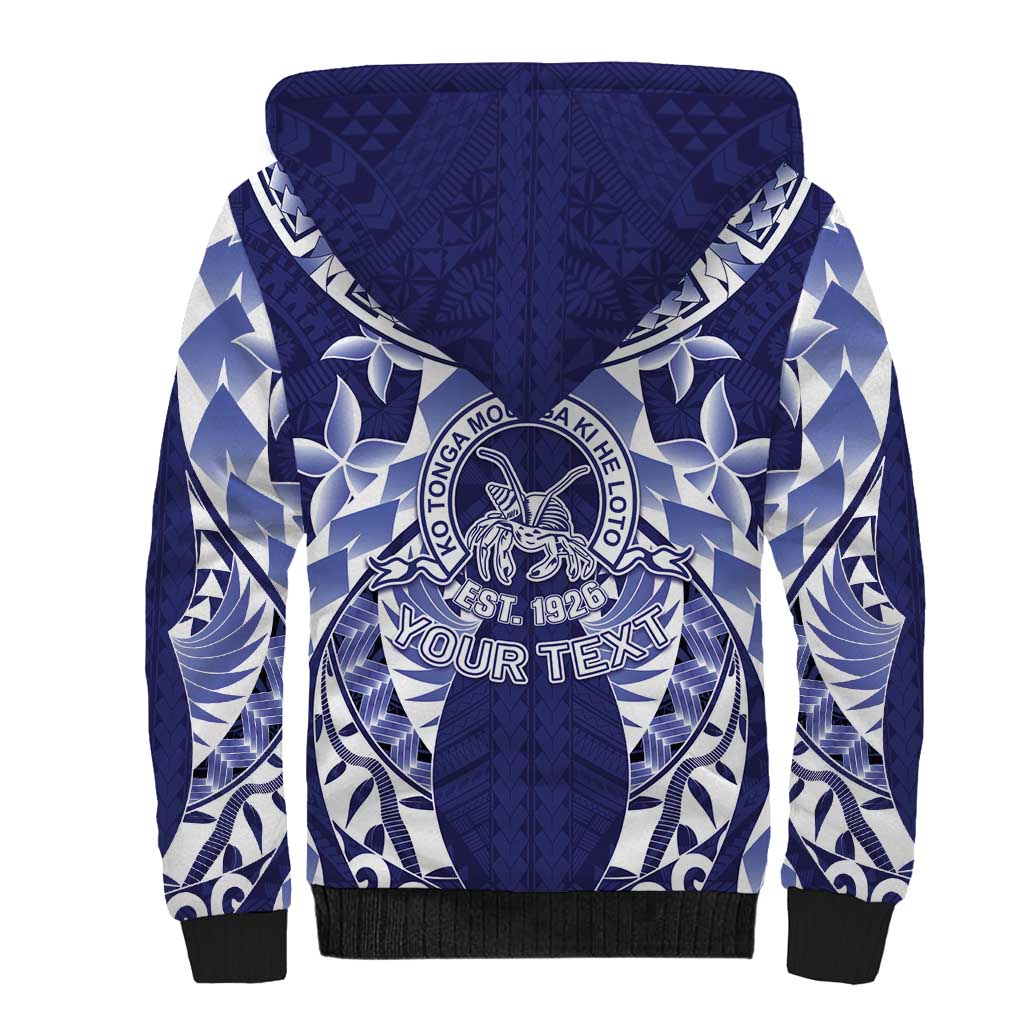 Personalised Tonga Queen Salote College Sherpa Hoodie Centenary Navy Version LT05 - Polynesian Pride