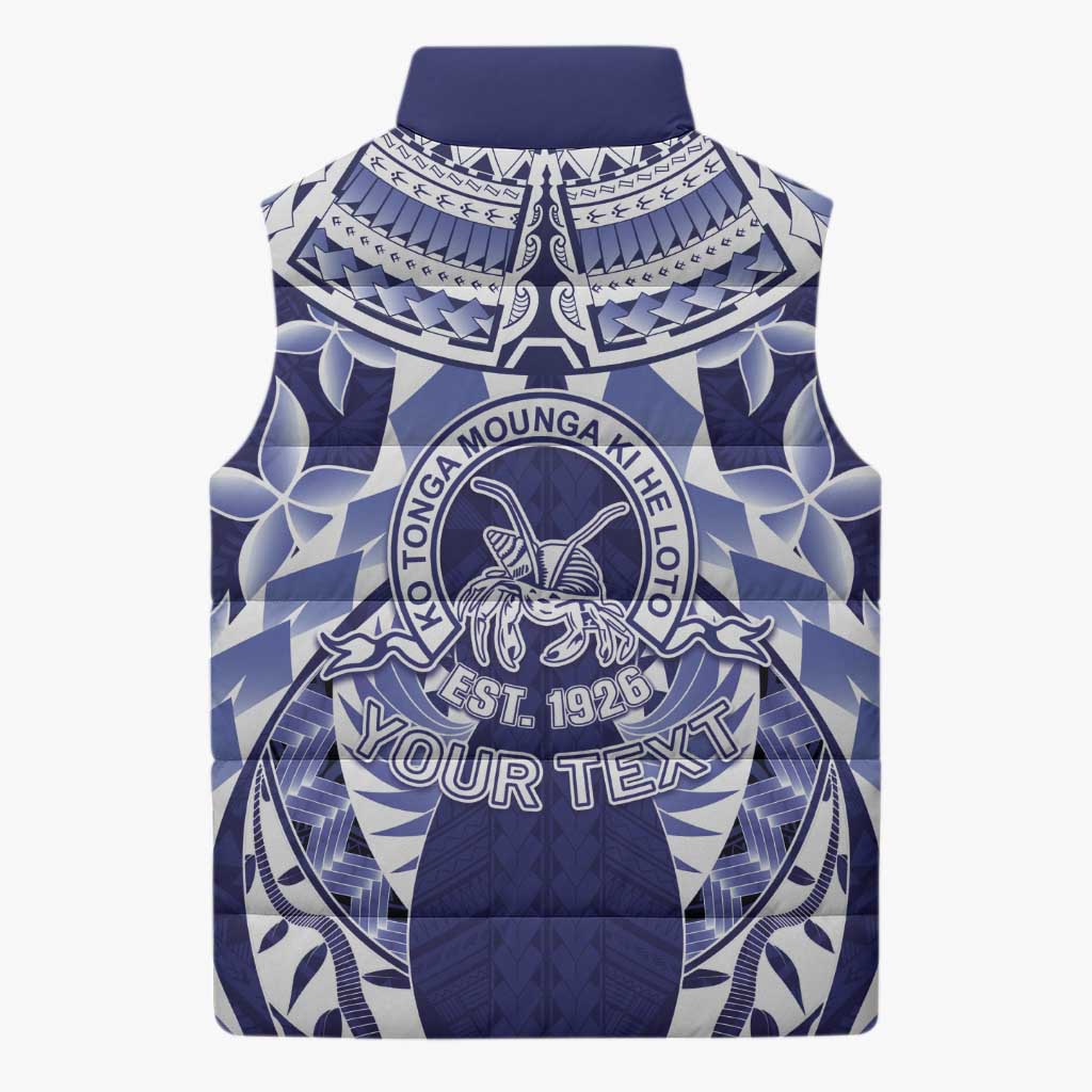 Personalised Tonga Queen Salote College Sleeveless Puffer Jacket Centenary Navy Version LT05 - Polynesian Pride