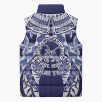 Personalised Tonga Queen Salote College Sleeveless Puffer Jacket Centenary Navy Version LT05 - Polynesian Pride