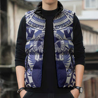 Personalised Tonga Queen Salote College Sleeveless Puffer Jacket Centenary Navy Version LT05 - Polynesian Pride