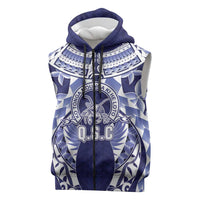 Personalised Tonga Queen Salote College Sleeveless Zip Hoodie Centenary Navy Version LT05 Navy - Polynesian Pride