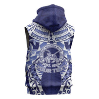 Personalised Tonga Queen Salote College Sleeveless Zip Hoodie Centenary Navy Version LT05 - Polynesian Pride