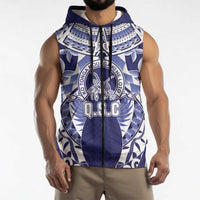 Personalised Tonga Queen Salote College Sleeveless Zip Hoodie Centenary Navy Version LT05 - Polynesian Pride