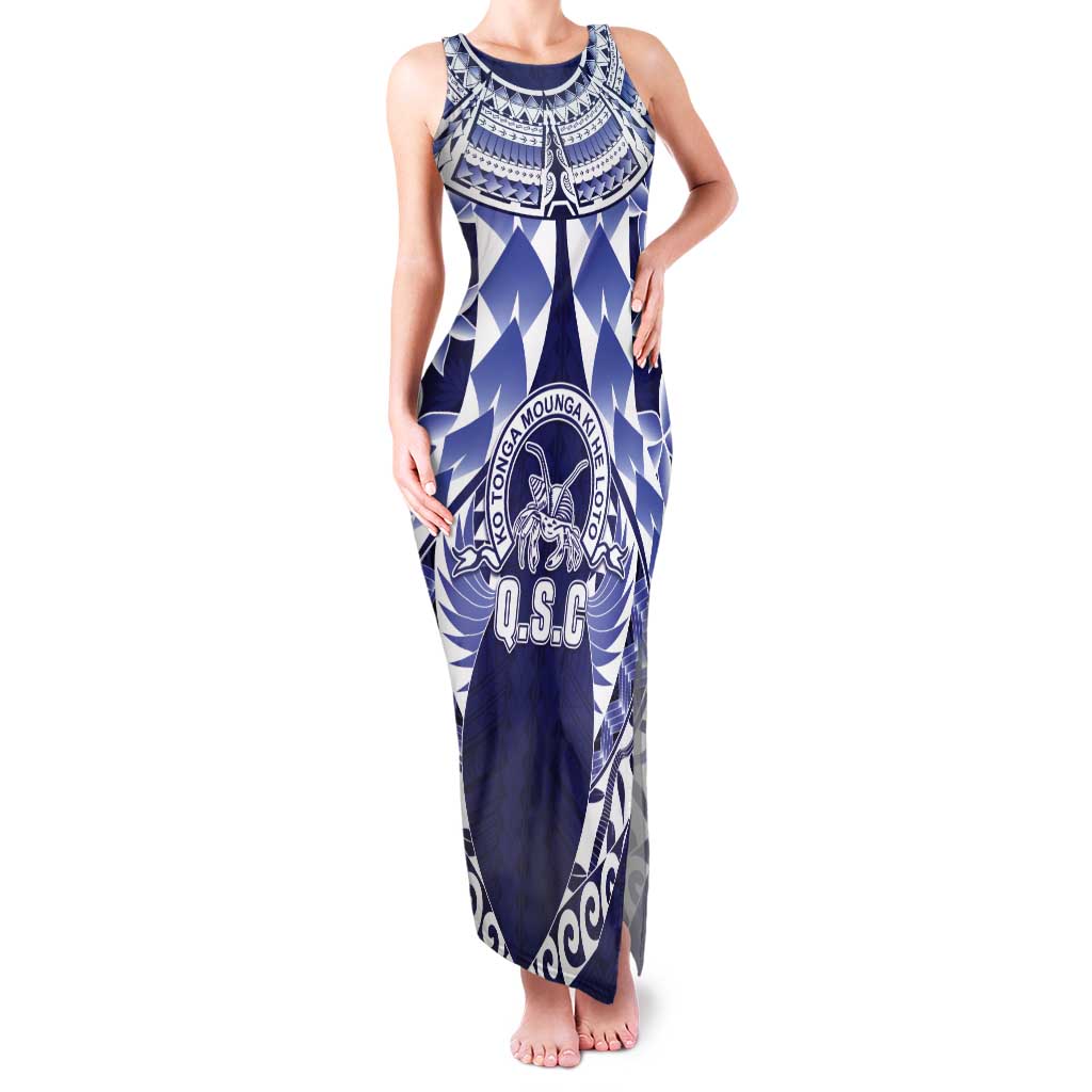 Personalised Tonga Queen Salote College Tank Maxi Dress Centenary Navy Version LT05 Women Navy - Polynesian Pride