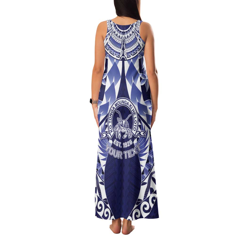 Personalised Tonga Queen Salote College Tank Maxi Dress Centenary Navy Version LT05 - Polynesian Pride