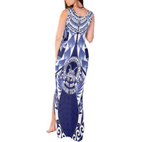 Personalised Tonga Queen Salote College Tank Maxi Dress Centenary Navy Version LT05 - Polynesian Pride