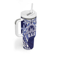 Personalised Tonga Queen Salote College Tumbler With Handle Centenary Navy Version LT05 - Polynesian Pride