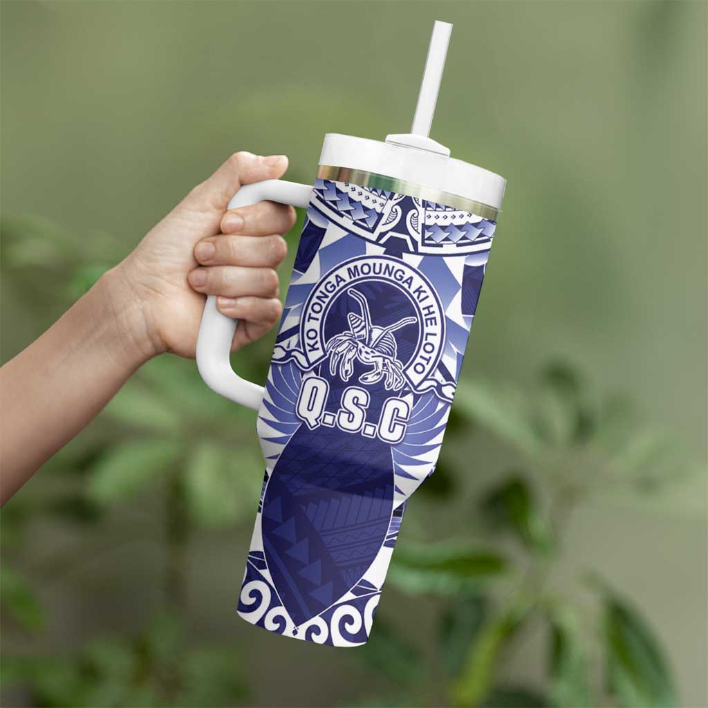 Personalised Tonga Queen Salote College Tumbler With Handle Centenary Navy Version LT05 - Polynesian Pride