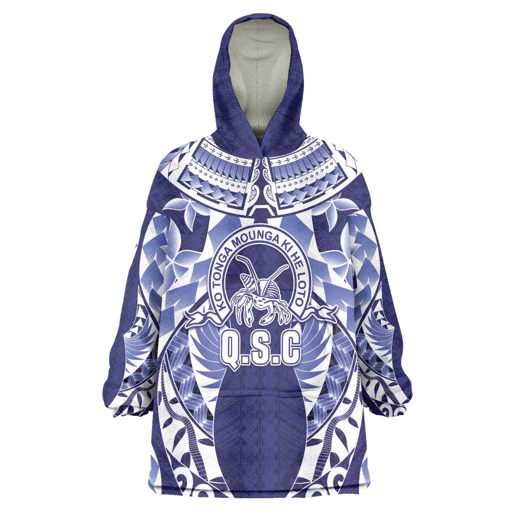 Personalised Tonga Queen Salote College Wearable Blanket Hoodie Centenary Navy Version LT05 One Size Navy - Polynesian Pride