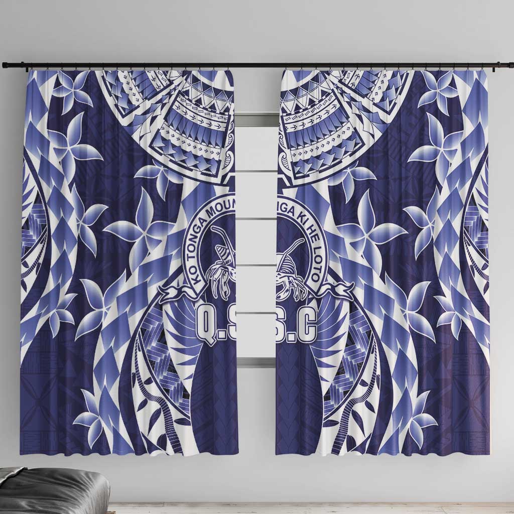 Tonga Queen Salote College Window Curtain Centenary Navy Version LT05 With Hooks Navy - Polynesian Pride