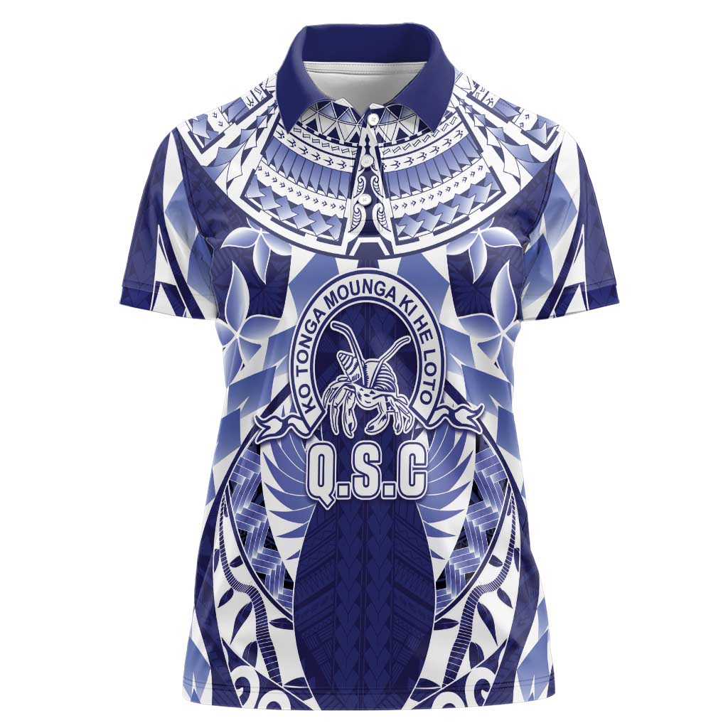 Personalised Tonga Queen Salote College Women Polo Shirt Centenary Navy Version LT05 Female Navy - Polynesian Pride