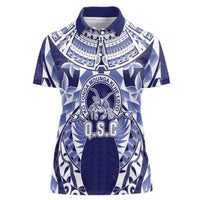 Personalised Tonga Queen Salote College Women Polo Shirt Centenary Navy Version LT05 Female Navy - Polynesian Pride
