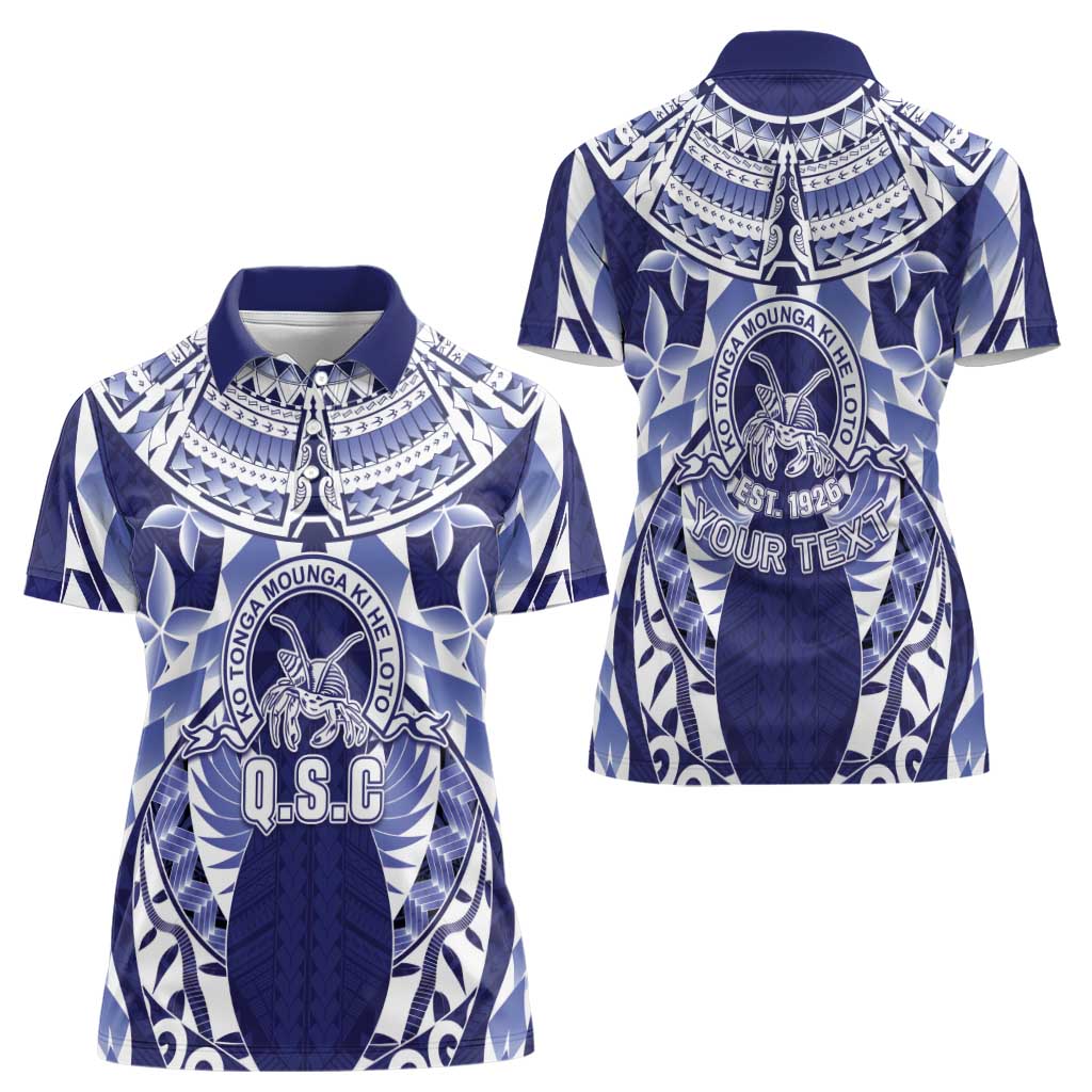 Personalised Tonga Queen Salote College Women Polo Shirt Centenary Navy Version LT05 - Polynesian Pride