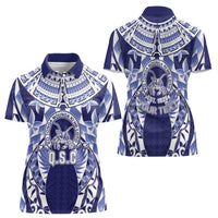 Personalised Tonga Queen Salote College Women Polo Shirt Centenary Navy Version LT05 - Polynesian Pride